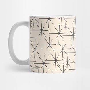 Stella - Atomic Age Mid Century Modern Pattern in Charcoal Gray and Almond Cream Mug